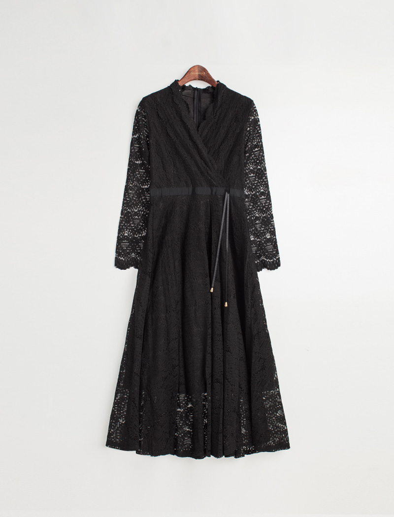 [YWZ]v lace Slim Dress (bk)